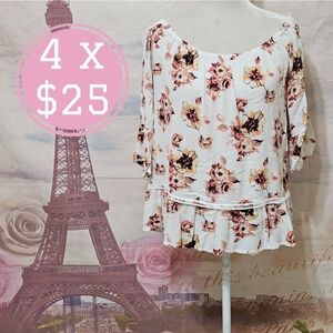 Lavish Floral Blouse - White and Pink
